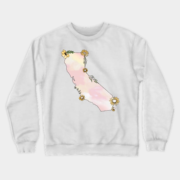 Floral California Doodle Sticker Crewneck Sweatshirt by aterkaderk